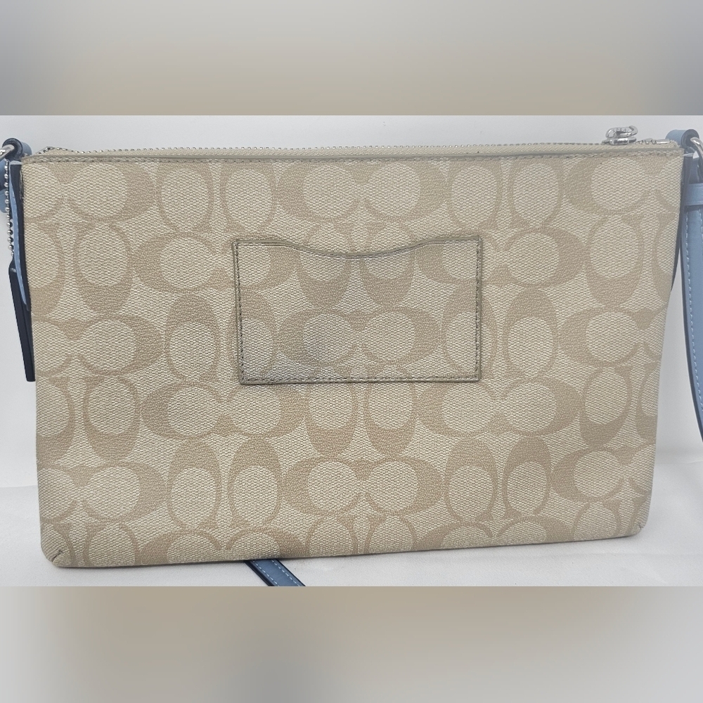 Coach Signature East West Pop Crossbody Handbag Light Khaki/Blue 10"x7" F58316 - Picture 2 of 16